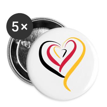 Deutschland Herz - Buttons klein 25 mm (5er Pack) - Weiß - Vorne