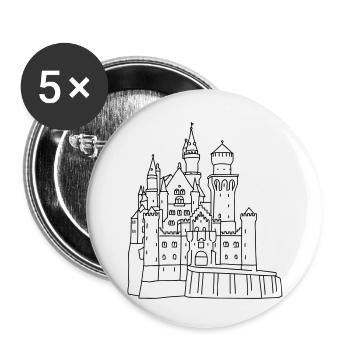 Château de Neuschwanstein - Lot de 5 petits badges (25 mm) - blanc - Devant