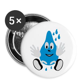 lachender Regentropfen,laughing small drops, - Buttons small 1''/25 mm (5-pack) - white - Front