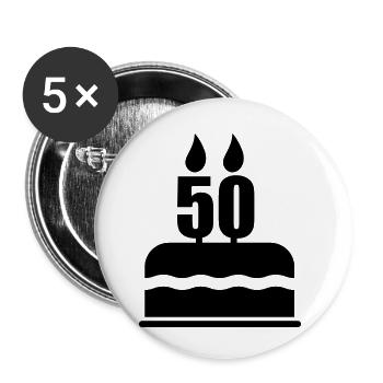 50 Geburtstag - Buttons klein 25 mm (5er Pack) - Weiß - Vorne