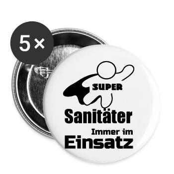 Super Sanitäter Geschenk - Buttons klein 25 mm (5er Pack) - Weiß - Vorne
