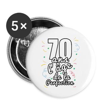 70 ans - Lot de 5 petits badges (25 mm) - blanc - Devant