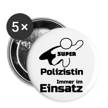Super Polizistin Geschenk - Buttons klein 25 mm (5er Pack) - Weiß - Vorne