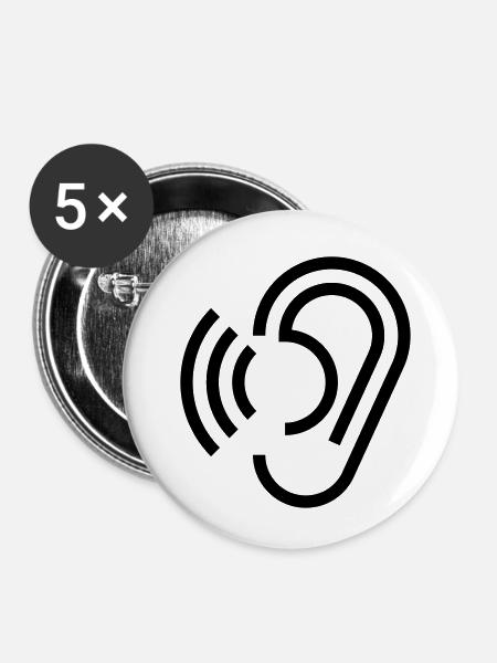 Ohr - Buttons klein 25 mm (5er Pack) - Weiß
