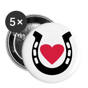 bourrin fer à cheval - Lot de 5 petits badges (25 mm) - blanc - Devant