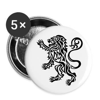 Tribal Tattoo Style Lion Rampant - Buttons small 1''/25 mm (5-pack) - white - Front