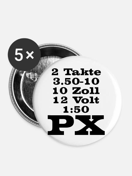 PX in Zahlen - Buttons klein 25 mm (5er Pack) - Weiß