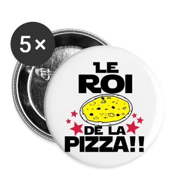 roi de la pizza - Lot de 5 petits badges (25 mm) - blanc - Devant