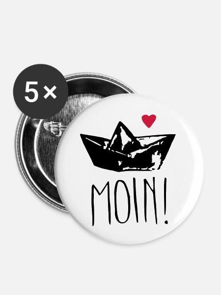 moin herz - Buttons klein 25 mm (5er Pack) - Weiß