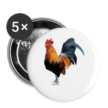 Huhn - Buttons klein 25 mm (5er Pack) - Weiß - Vorne