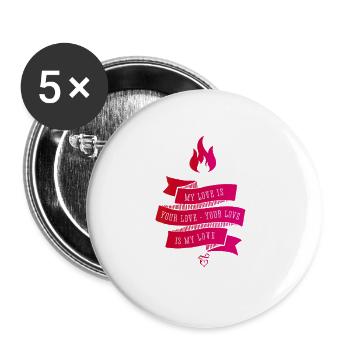 My Love est votre groupe d’amour amour rose Vintage Fire - Lot de 5 petits badges (25 mm) - blanc - Devant