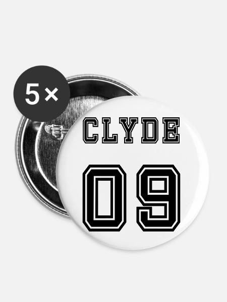 Clyde Rückseite - Buttons klein 25 mm (5er Pack) - Weiß