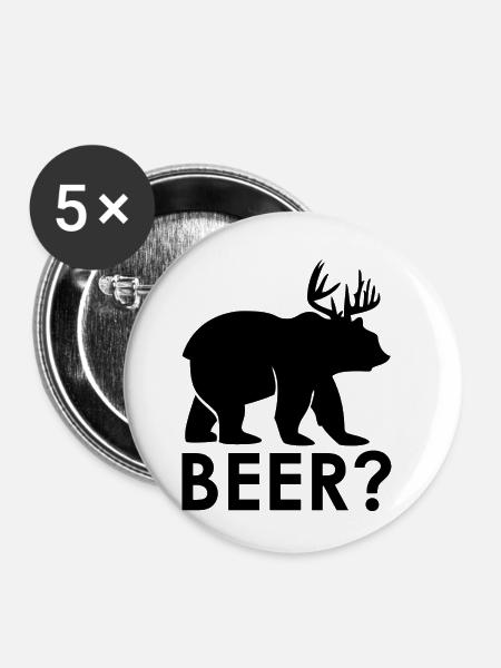 Beer - Buttons klein 25 mm (5er Pack) - Weiß