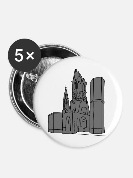Gedächtniskirche Berlin 2 - Buttons klein 25 mm (5er Pack) - Weiß