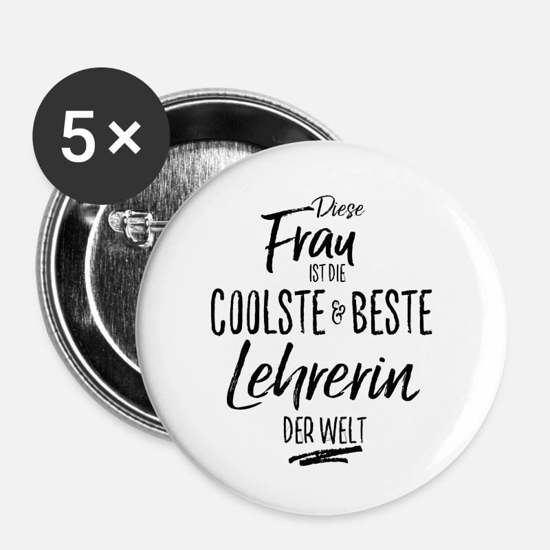 lehrerin-schwarz - Buttons klein 25 mm (5er Pack) - Weiß