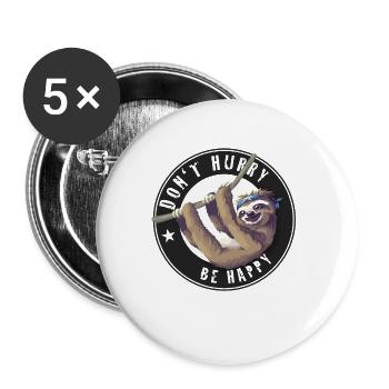 Faultier chillen Schlaf Nerd faul happy Teenie müd - Buttons klein 25 mm (5er Pack) - Weiß - Vorne