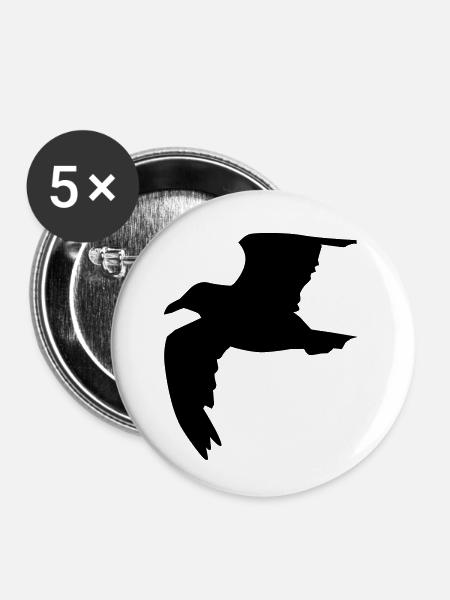 Möwe - Buttons klein 25 mm (5er Pack) - Weiß
