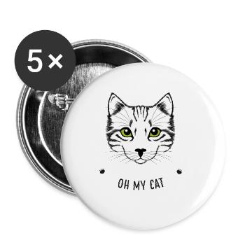 oh my cat cat tiger face cute baby lol - Buttons small 1''/25 mm (5-pack) - white - Front