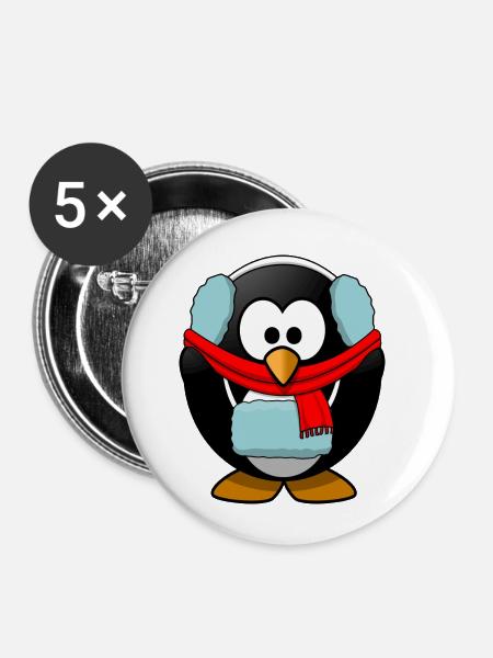 penguin93 - Buttons klein 25 mm (5er Pack) - Weiß