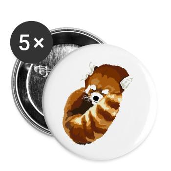 Sleeping Red Panda - Buttons small 1''/25 mm (5-pack) - white - Front