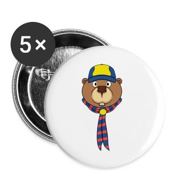 Beavers as scouts - Buttons small 1''/25 mm (5-pack) - white - Front