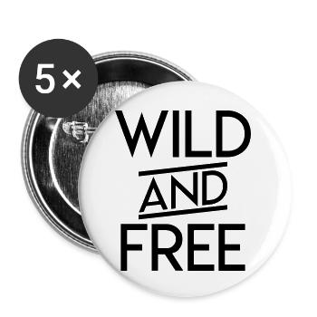 Wild and Free - Buttons small 1''/25 mm (5-pack) - white - Front