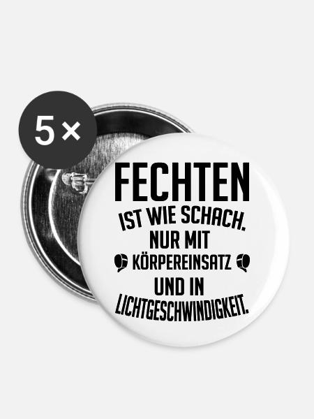 Fechten ist wie Schach - Buttons klein 25 mm (5er Pack) - Weiß