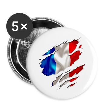 drapeau français france - Lot de 5 petits badges (25 mm) - blanc - Devant