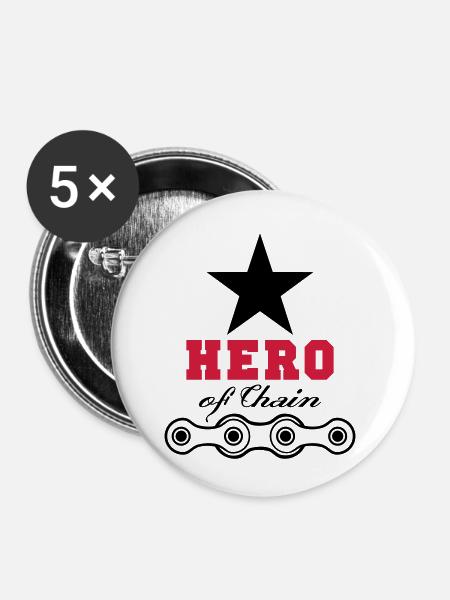 hero of chain - Buttons klein 25 mm (5er Pack) - Weiß
