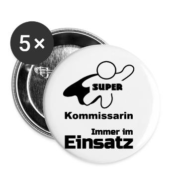 Super Kommissarin Geschenk - Buttons klein 25 mm (5er Pack) - Weiß - Vorne