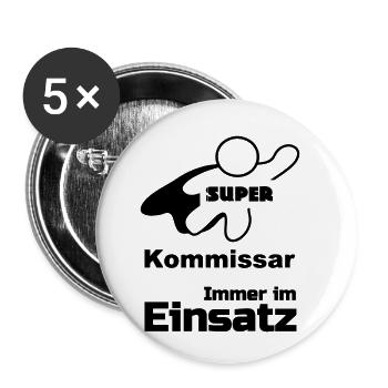 Super Kommissar Geschenk - Buttons klein 25 mm (5er Pack) - Weiß - Vorne