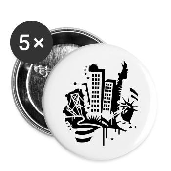 Ein New York City Design im Graffiti Stil - Buttons klein 25 mm (5er Pack) - Weiß - Vorne