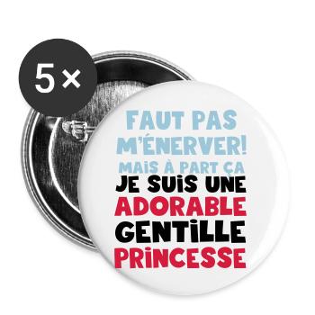 une adorable gentille princesse - Lot de 5 petits badges (25 mm) - blanc - Devant