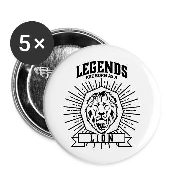 legends are born as a lion Löwe Sternzeichen - Buttons klein 25 mm (5er Pack) - Weiß - Vorne