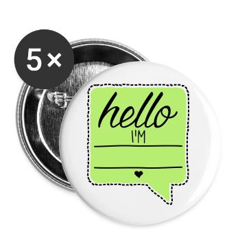 Bonjour je suis - votre nom - votre texte - baby - - Lot de 5 petits badges (25 mm) - blanc - Devant