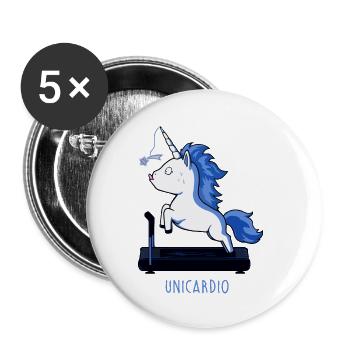 unicardio Ausdauer Einhorn Laufband - Buttons klein 25 mm (5er Pack) - Weiß - Vorne