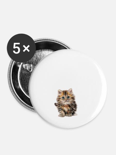I Love Cats - Buttons klein 25 mm (5er Pack) - Weiß