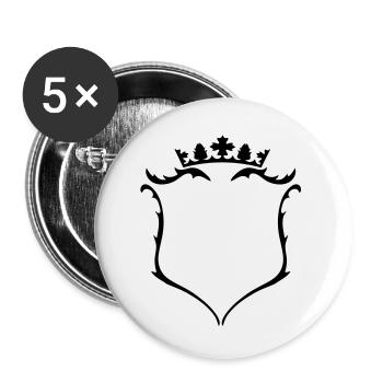 Un blason avec une couronne - Lot de 5 petits badges (25 mm) - blanc - Devant