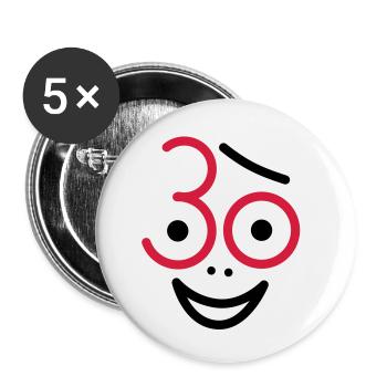 Juhu 30 years! - Buttons small 1''/25 mm (5-pack) - white - Front