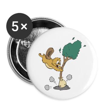 biber beaver flannelette animal tiere9 - Buttons klein 25 mm (5er Pack) - Weiß - Vorne