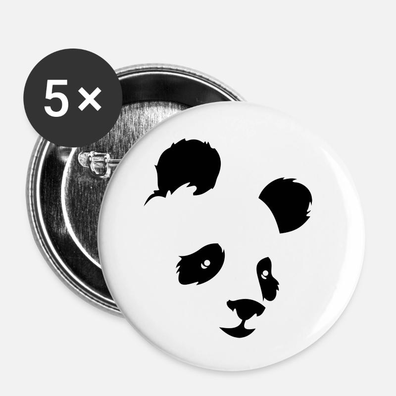 Panda - Buttons klein 25 mm (5er Pack) - Weiß