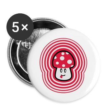 Mighty Mushroom - Buttons klein 25 mm (5er Pack) - Weiß - Vorne