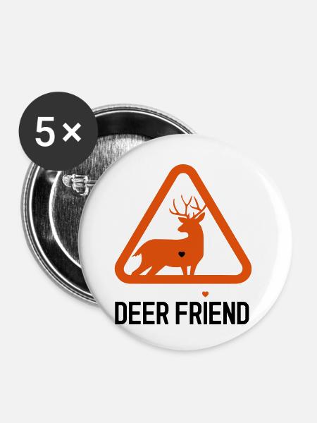 Deer friend - Buttons klein 25 mm (5er Pack) - Weiß