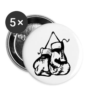 Boxhandschuhe Design 2 - Buttons klein 25 mm (5er Pack) - Weiß - Vorne