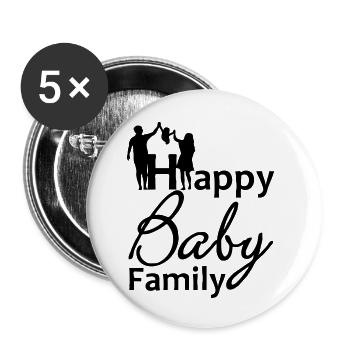 Happy Baby Family Familie Kind Geburt Geschenk - Buttons klein 25 mm (5er Pack) - Weiß - Vorne