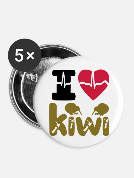 ICH LIEBE KIWI - Buttons klein 25 mm (5er Pack) - Weiß