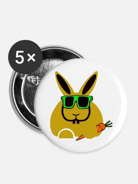 rabbit - Buttons klein 25 mm (5er Pack) - Weiß