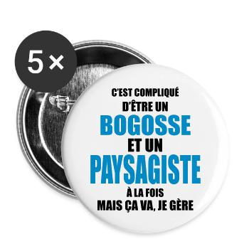 c'est compliqué d'être un bogosse et un paysagiste - Lot de 5 petits badges (25 mm) - blanc - Devant