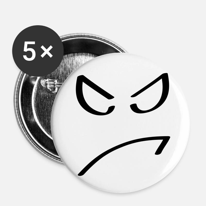 dummes Gesicht - Buttons klein 25 mm (5er Pack) - Weiß