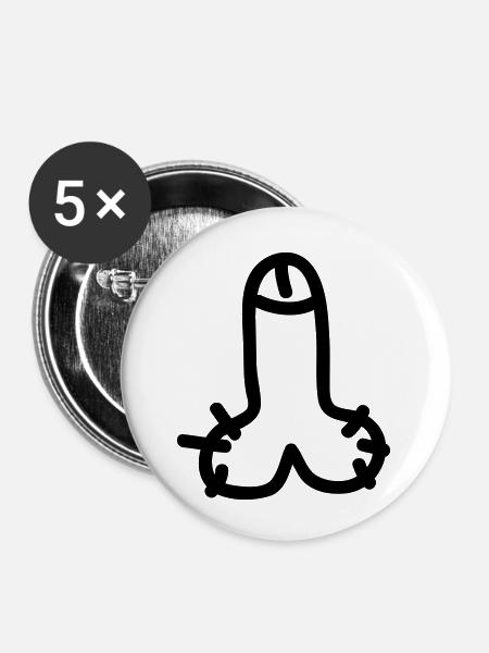 Penis - Buttons klein 25 mm (5er Pack) - Weiß